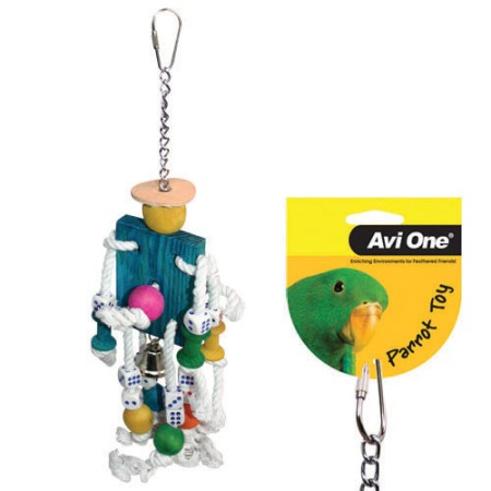 Parrot Toy Coloured Coloured & Rope Mr. Robot Dice Bell 37cm L