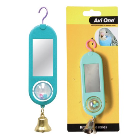 Small Bird Toy Double Sided Mirror w tumbling Ball