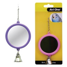 Small Bird Toy Round Mirror w bell 7.7cm