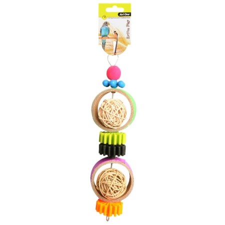 Bird Toy Rattan Balls With Plastic Disc 27cm