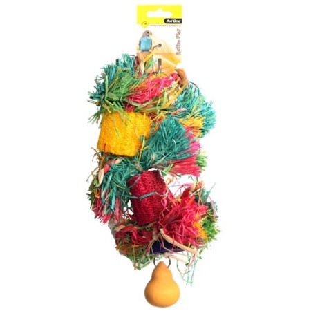 Bird Toy Loofa With Raffia Wooden Beads And Gourd 30cm