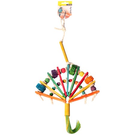 Parrot Toy Wooden Fan With Beads 53cm